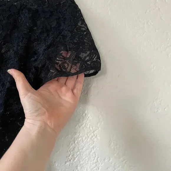 American Apparel Sheer Black Lace T-Shirt Short Sleeve Shirt Top - Picture 5 of 5